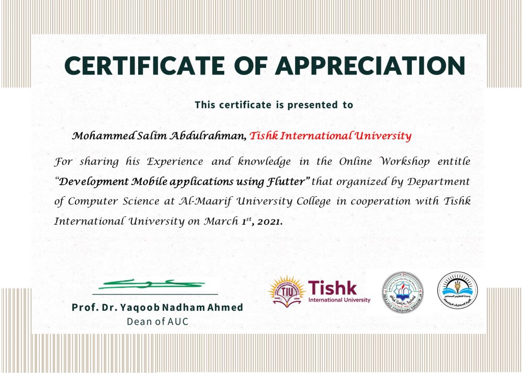Tishk International University | Workshops